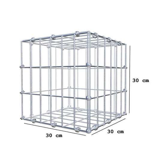 Gabion 30 cm x 30 cm x 30 cm (L x H x D), maskestørrelse 5 x 10 cm, spiralring