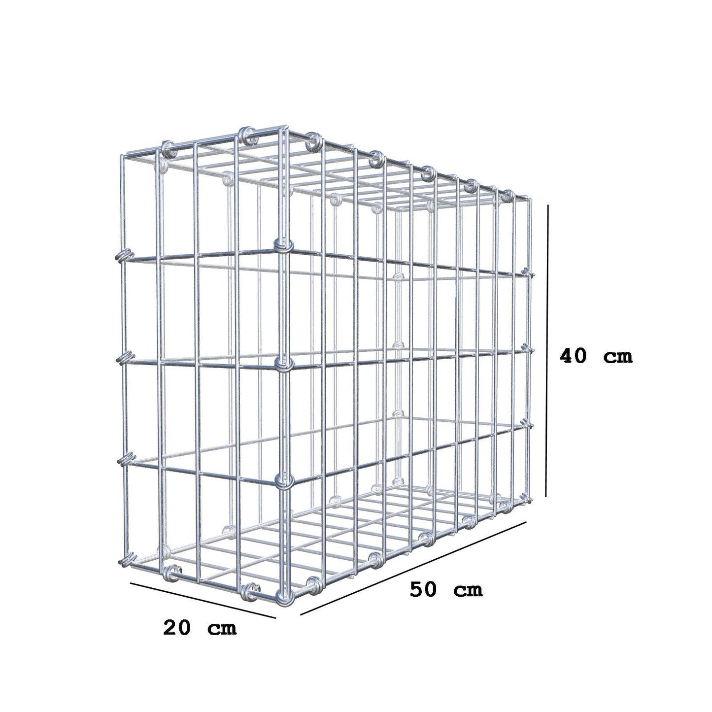 Gabion 50 cm x 40 cm x 20 cm (L x H x D), mesh size 5 x 10 cm, spiral ring
