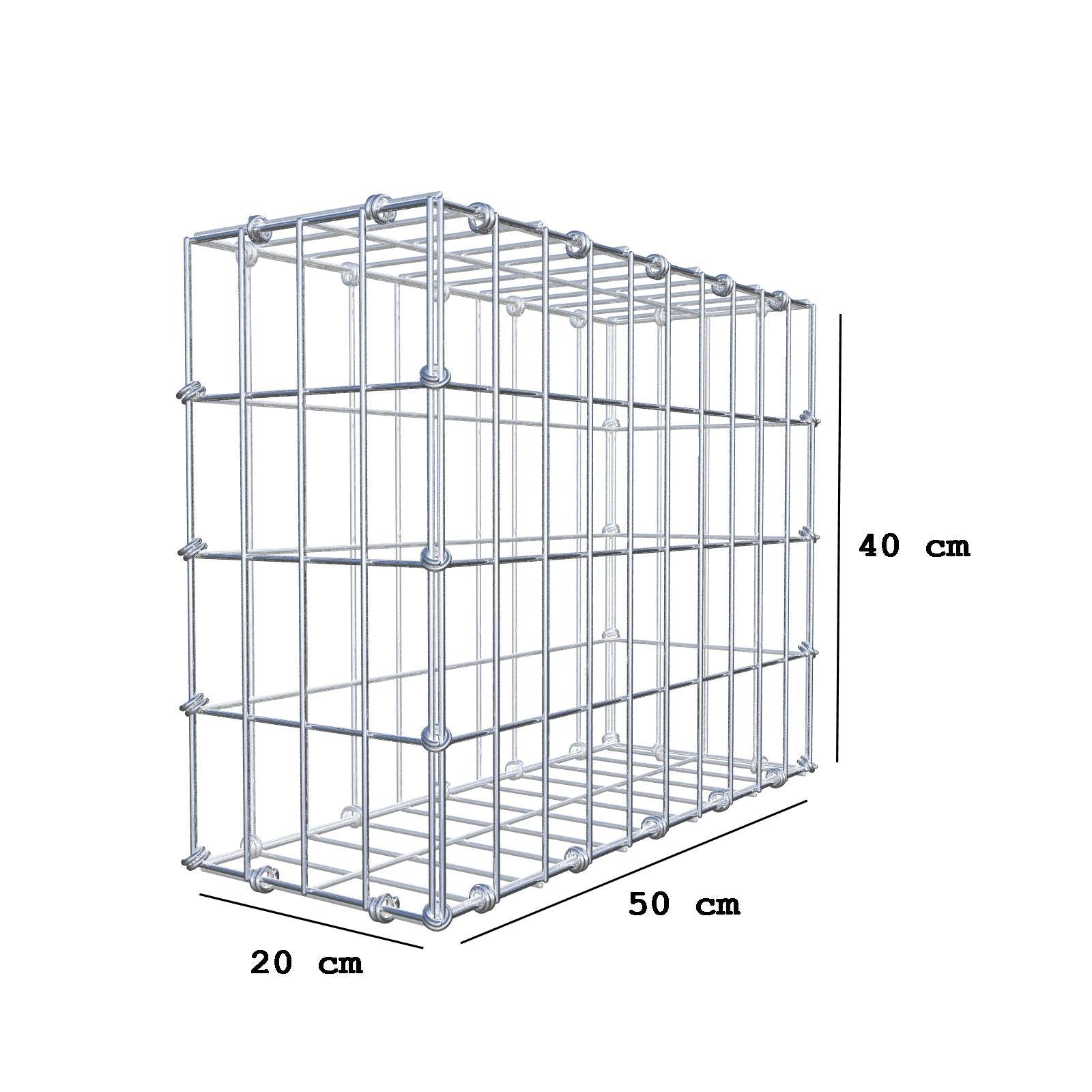 Gabione 50 cm x 40 cm x 20 cm (L x H x T), Maschenweite 5 x 10 cm, Spiralring