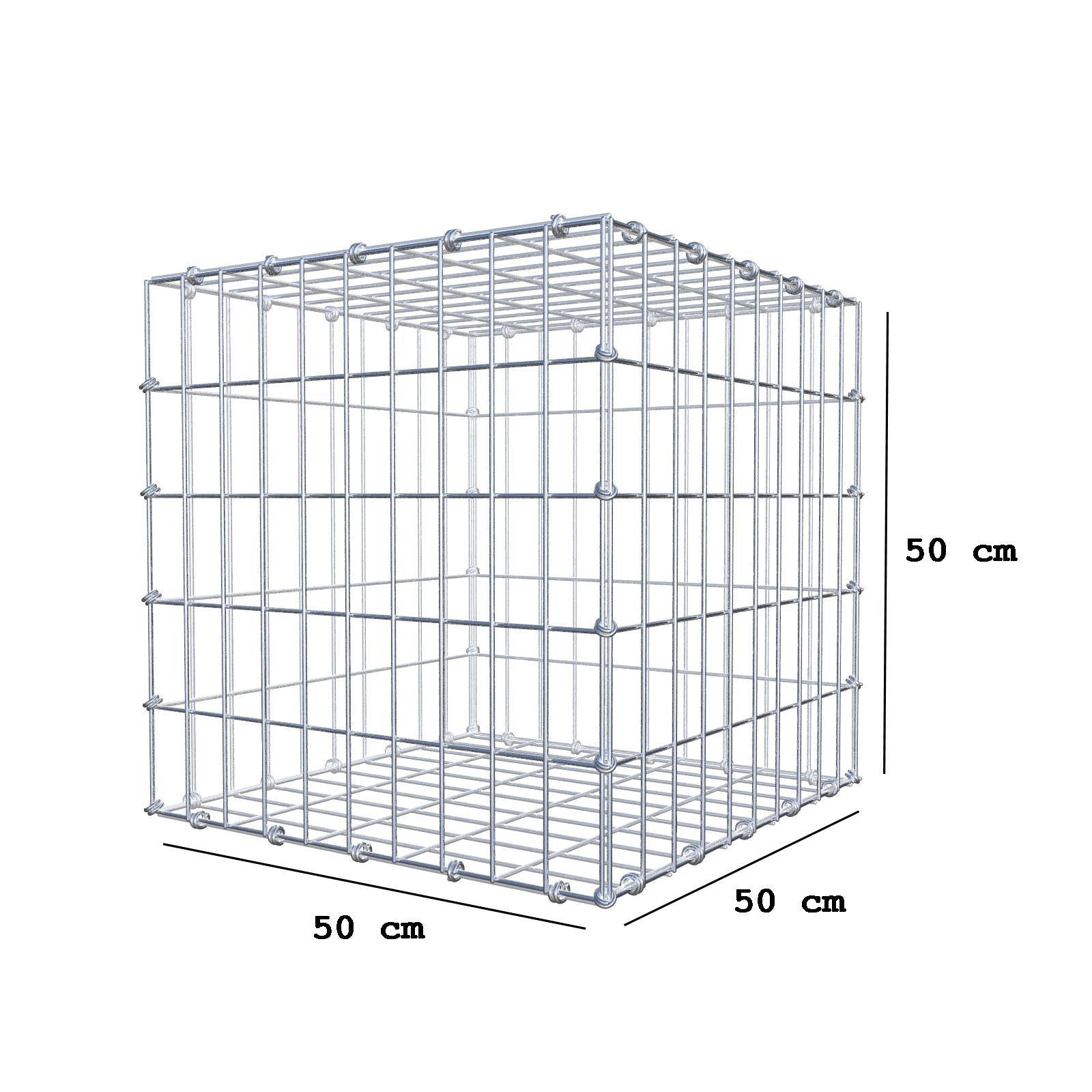 Gabione 50 cm x 50 cm x 50 cm (L x H x T), Maschenweite 5 x 10 cm, Spiralring