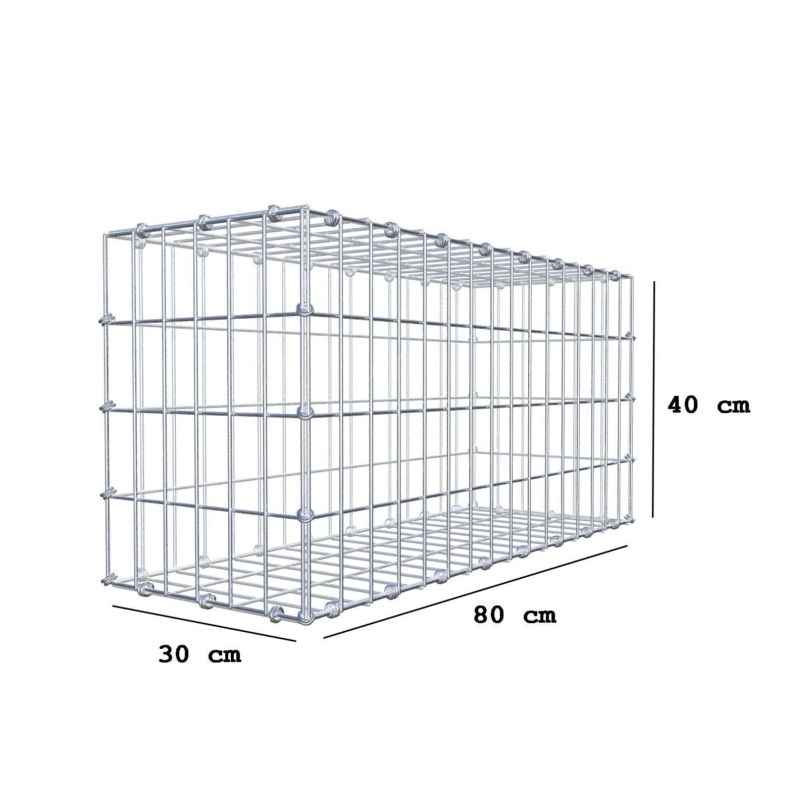 Gabione 80 cm x 40 cm x 30 cm (L x H x T), Maschenweite 5 x 10 cm, Spiralring