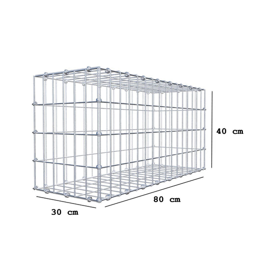 Gabion 80 cm x 40 cm x 30 cm (L x H x D), mesh size 5 x 10 cm, spiral ring