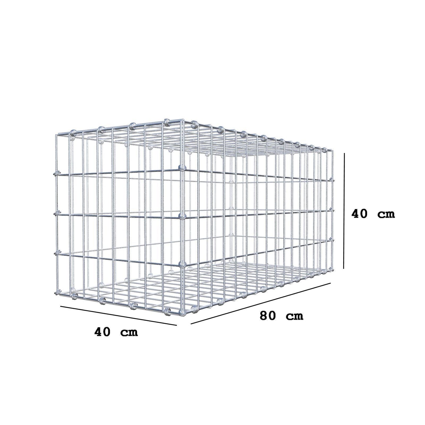 Gabion 80 cm x 40 cm x 40 cm (L x H x D), maskstorlek 5 x 10 cm, spiralring