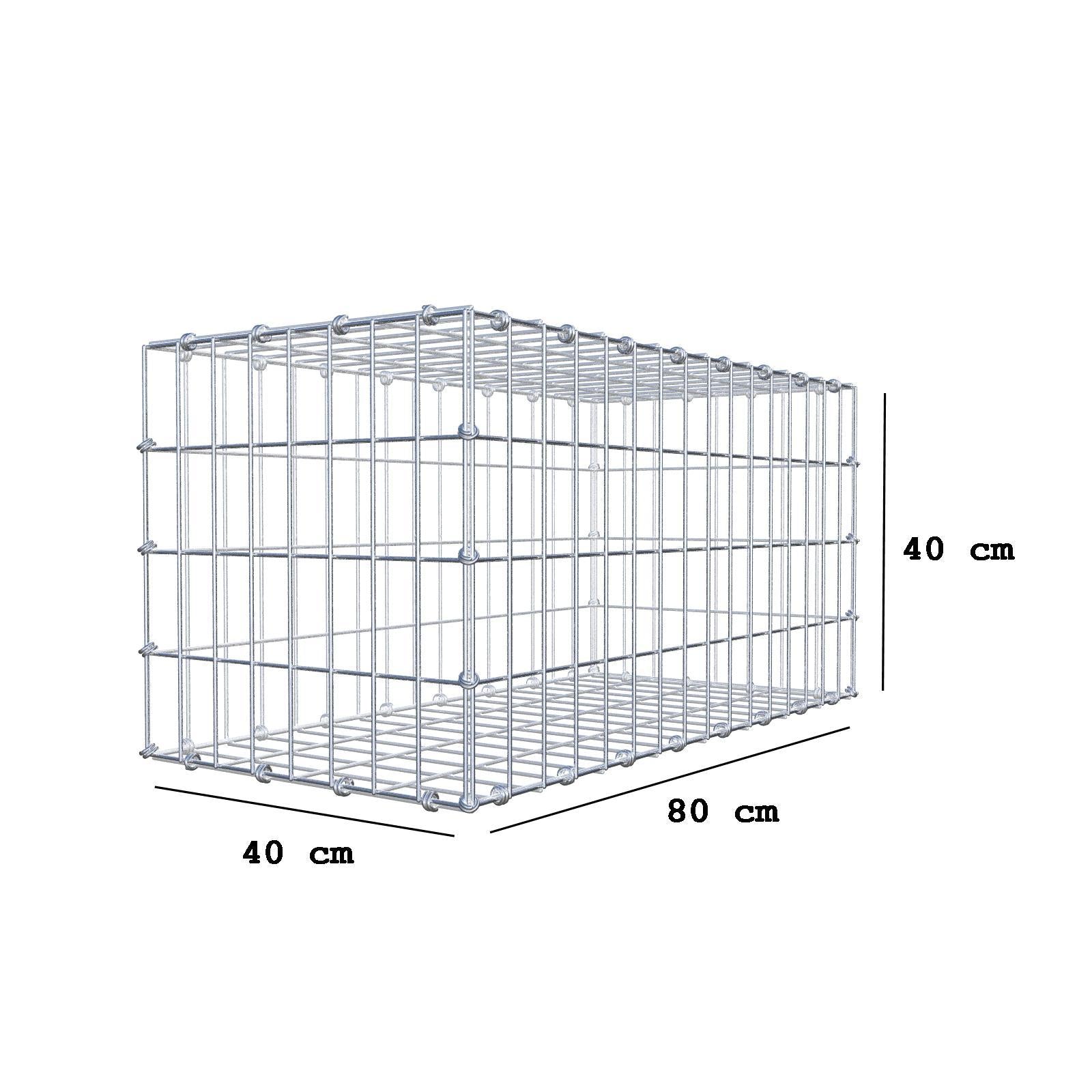 Gabione 80 cm x 40 cm x 40 cm (L x H x T), Maschenweite 5 x 10 cm, Spiralring