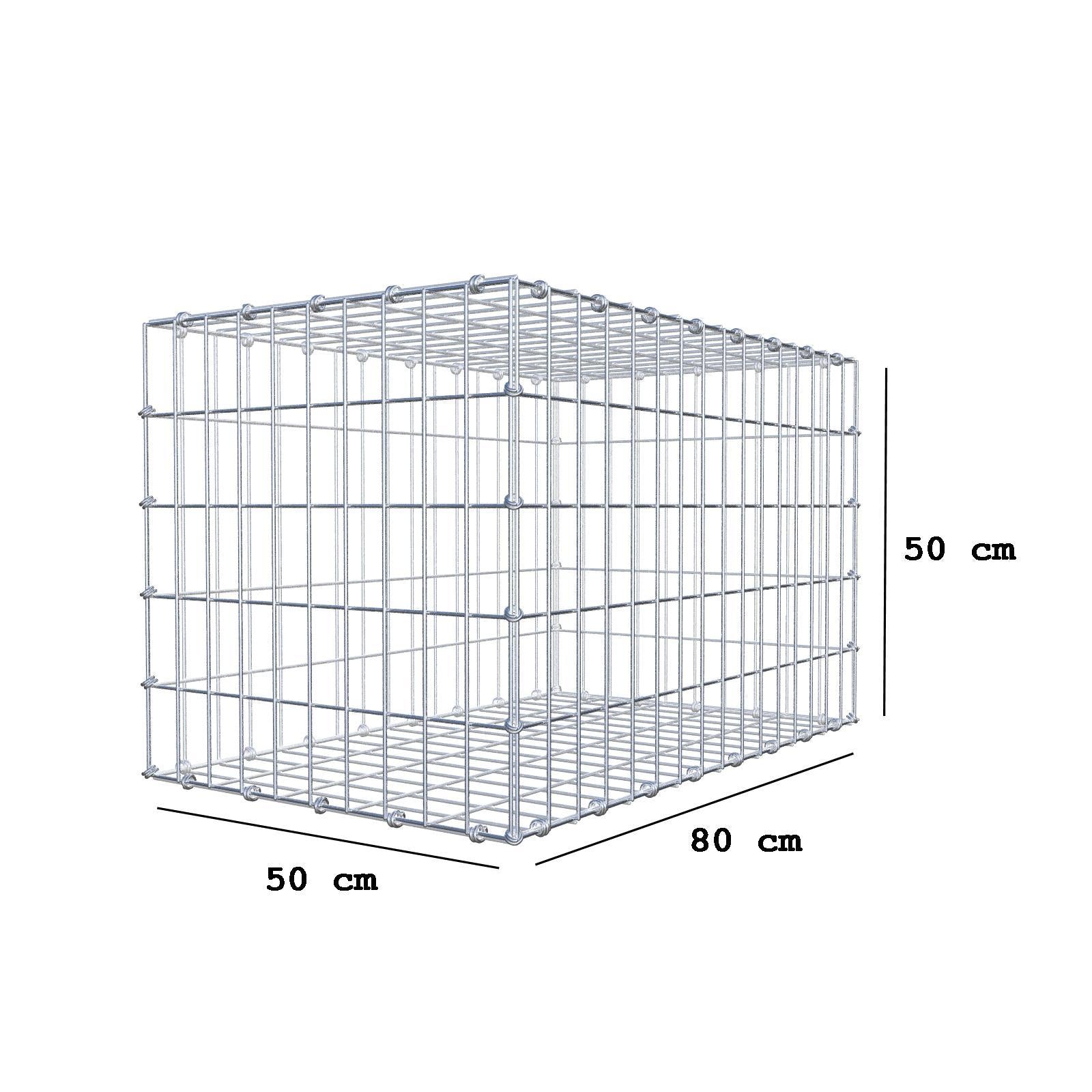 Gabione 80 cm x 50 cm x 50 cm (L x H x T), Maschenweite 5 x 10 cm, Spiralring