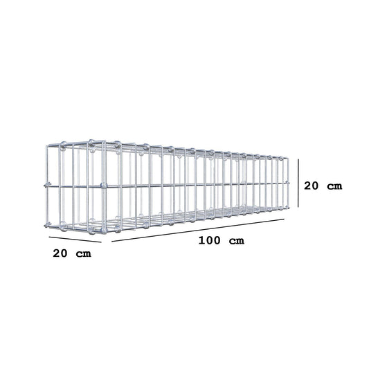 Gabião 100 cm x 20 cm x 20 cm (C x A x P), malhagem 5 x 10 cm, anel espiral