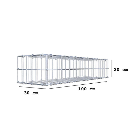 Gabion 100 cm x 20 cm x 30 cm (L x H x D), maskstorlek 5 x 10 cm, spiralring