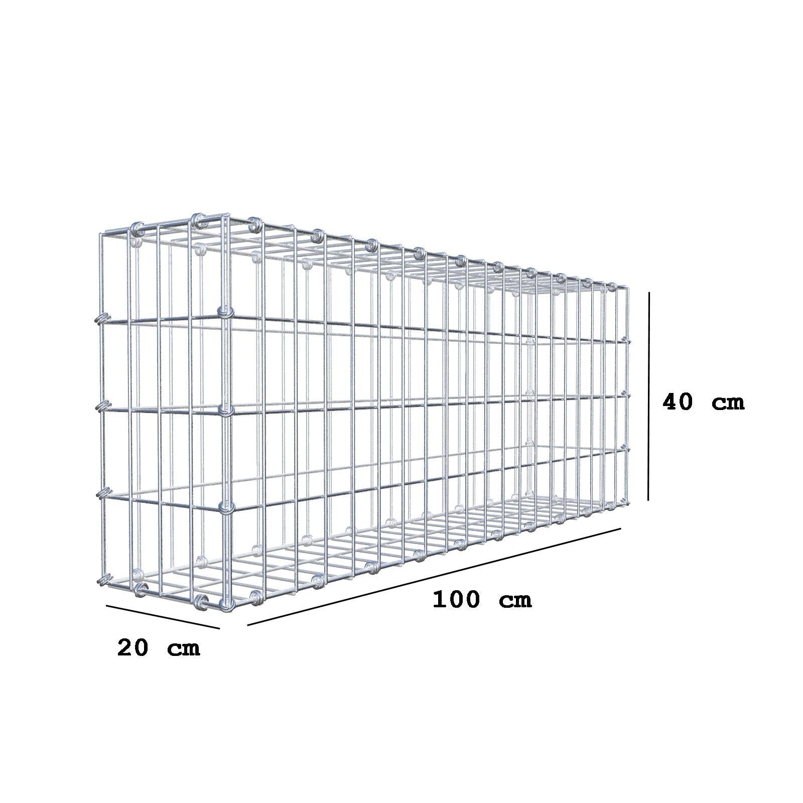 Gabione 100 cm x 40 cm x 20 cm (L x H x T), Maschenweite 5 x 10 cm, Spiralring