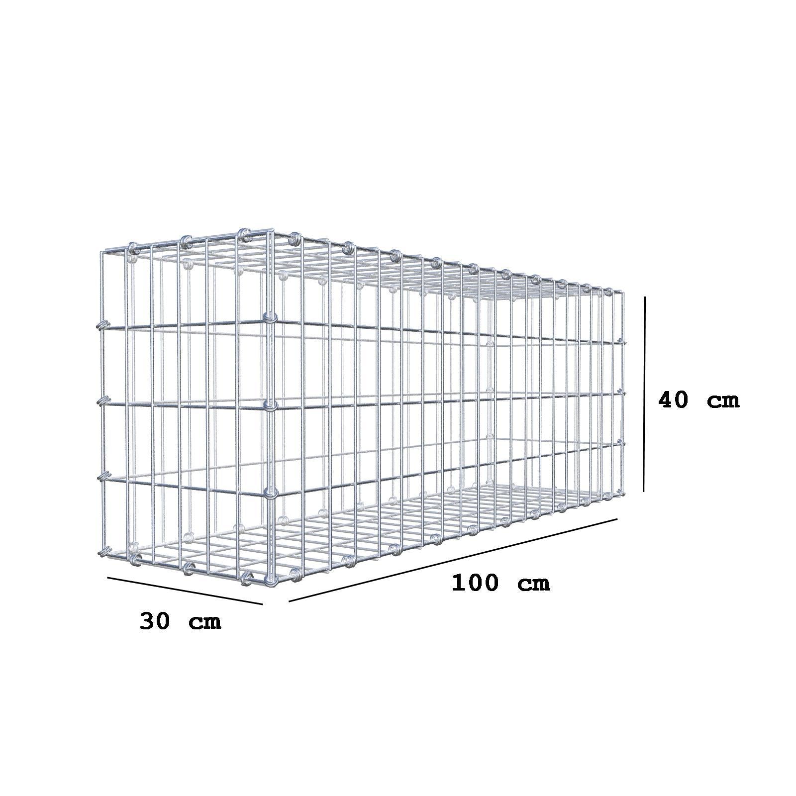 Gabione 100 cm x 40 cm x 30 cm (L x H x T), Maschenweite 5 x 10 cm, Spiralring