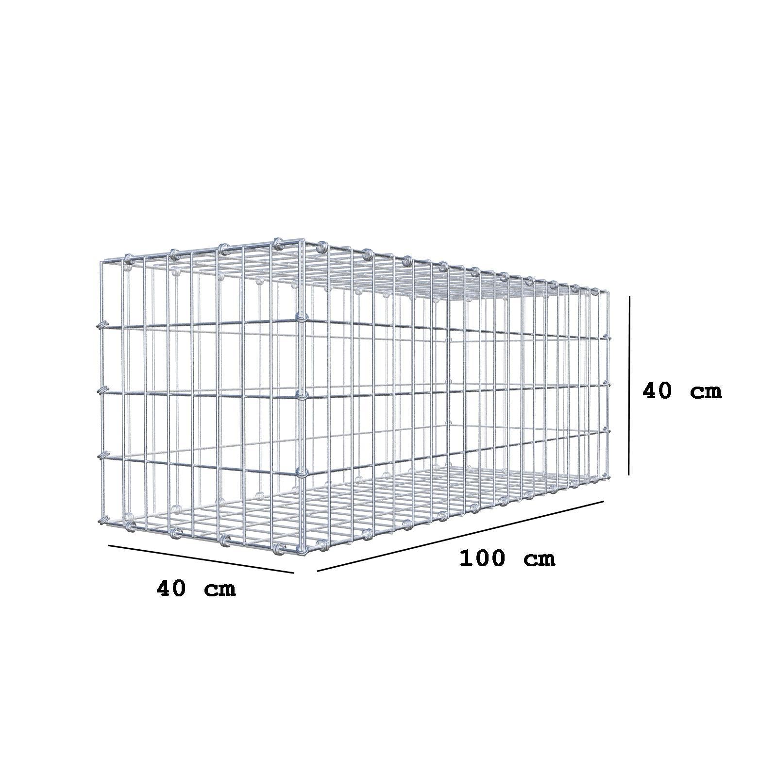 Gabione 100 cm x 40 cm x 40 cm (L x H x T), Maschenweite 5 x 10 cm, Spiralring