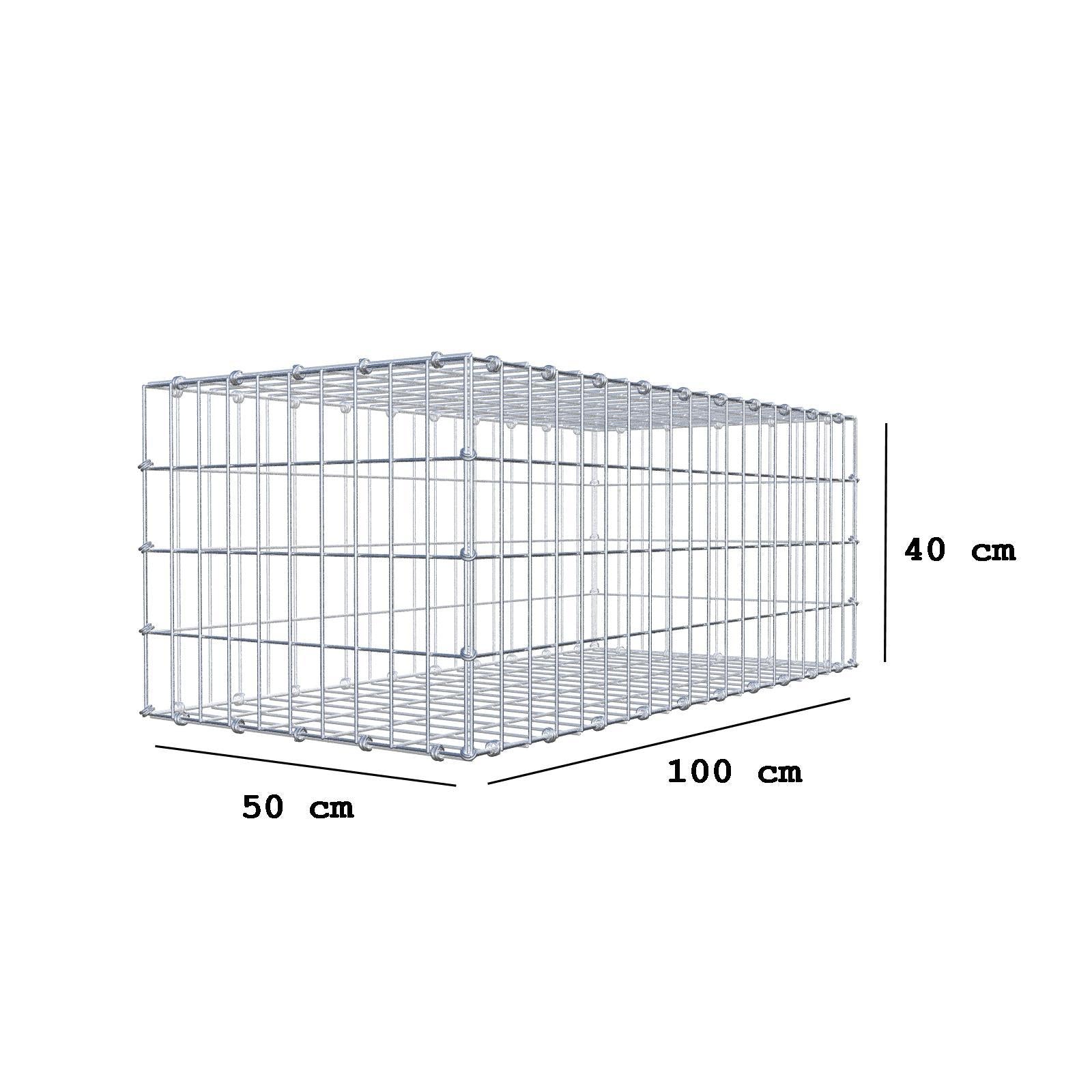 Gabione 100 cm x 40 cm x 50 cm (L x H x T), Maschenweite 5 x 10 cm, Spiralring