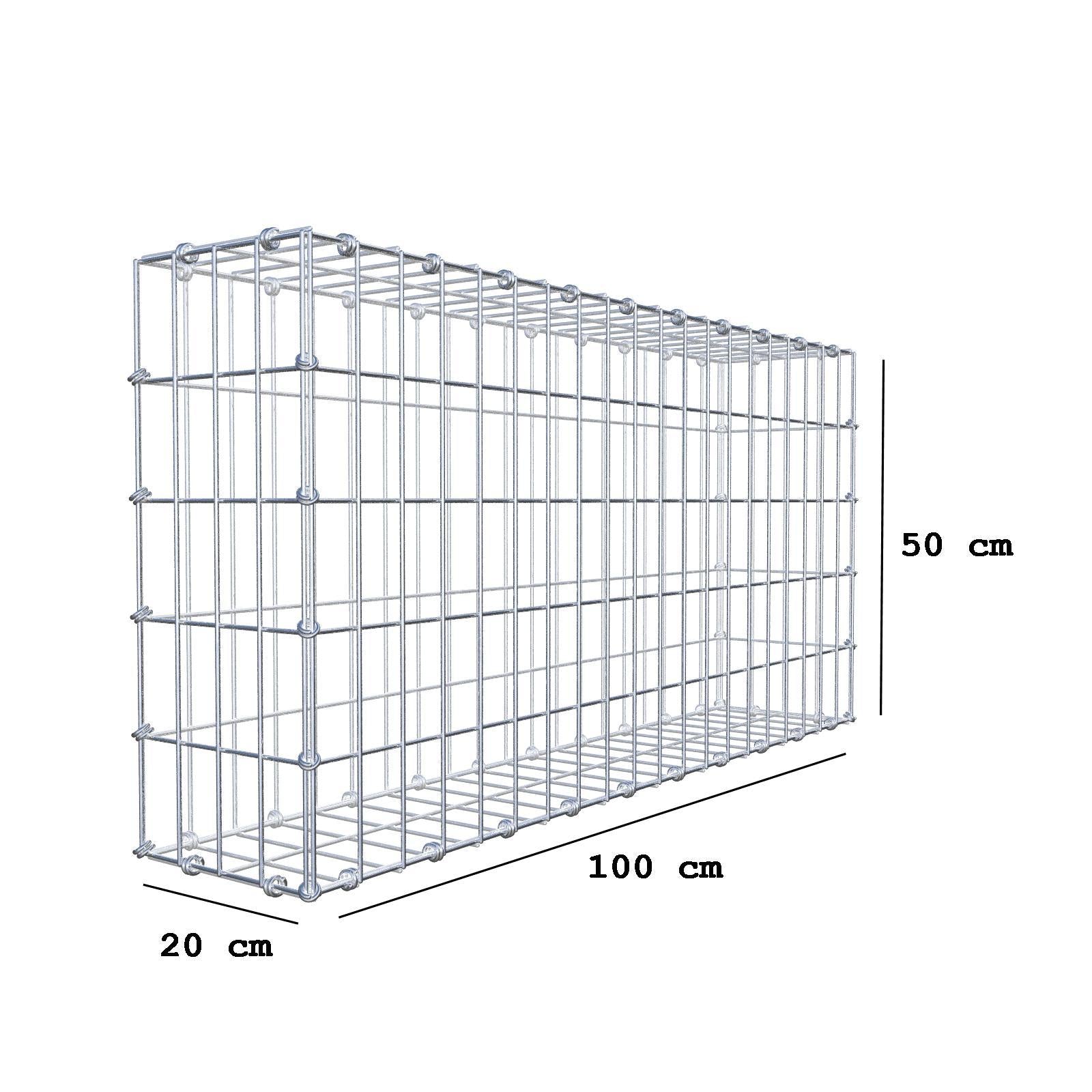 Gabione 100 cm x 50 cm x 20 cm (L x H x T), Maschenweite 5 x 10 cm, Spiralring