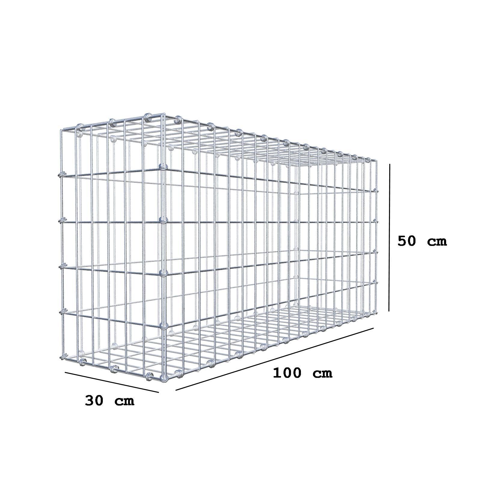 Gabione 100 cm x 50 cm x 30 cm (L x H x T), Maschenweite 5 x 10 cm, Spiralring