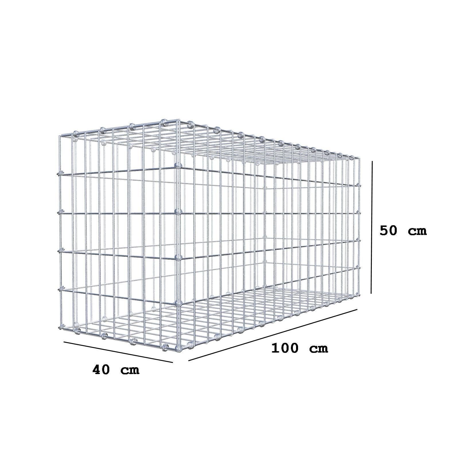 Gabione 100 cm x 50 cm x 40 cm (L x H x T), Maschenweite 5 x 10 cm, Spiralring