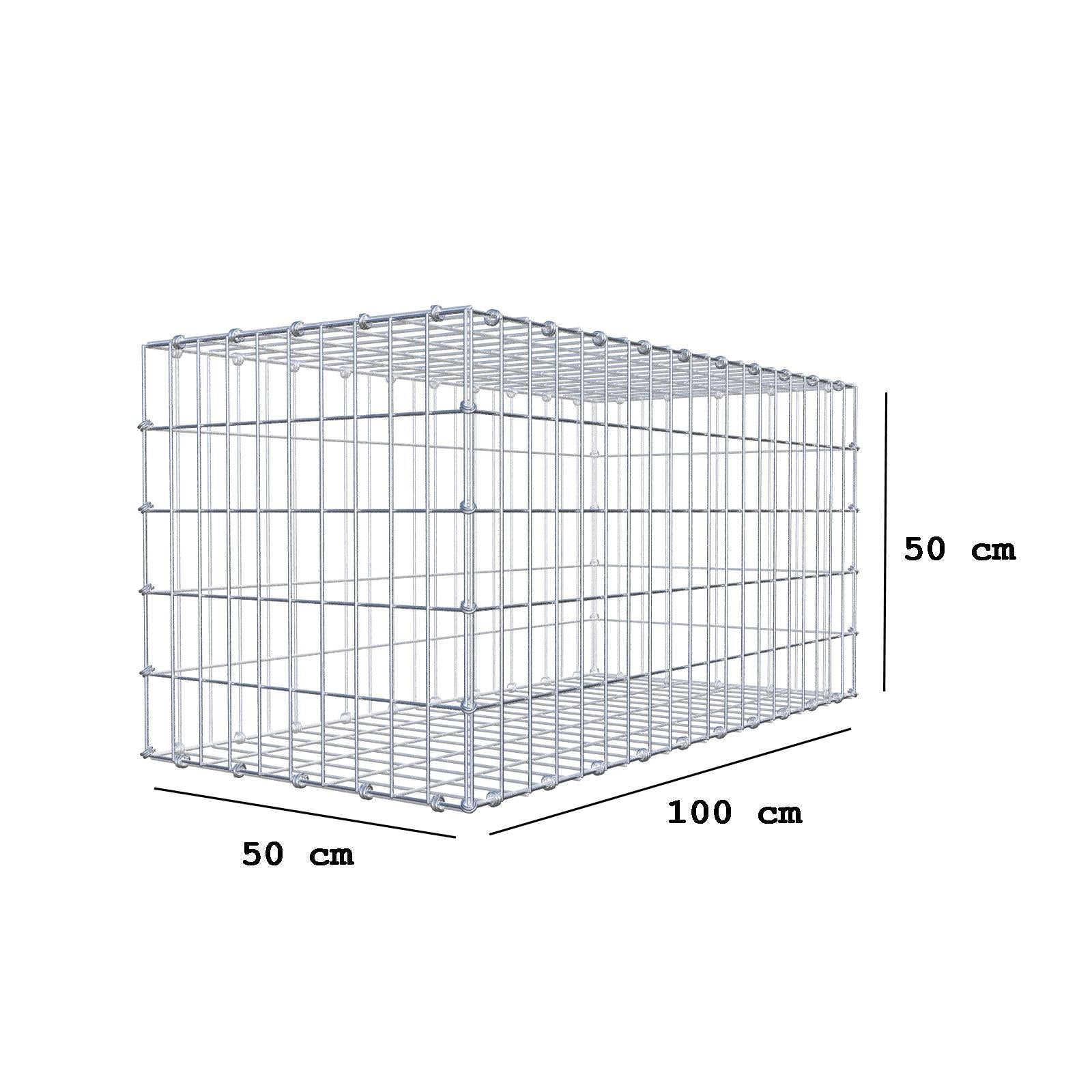 Gabione 100 cm x 50 cm x 50 cm (L x H x T), Maschenweite 5 x 10 cm, Spiralring