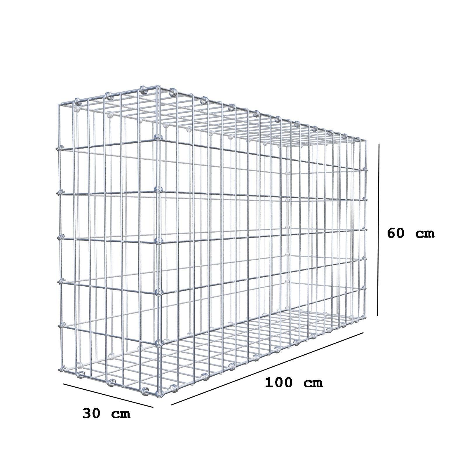 Gabione 100 cm x 60 cm x 30 cm (L x H x T), Maschenweite 5 x 10 cm, Spiralring