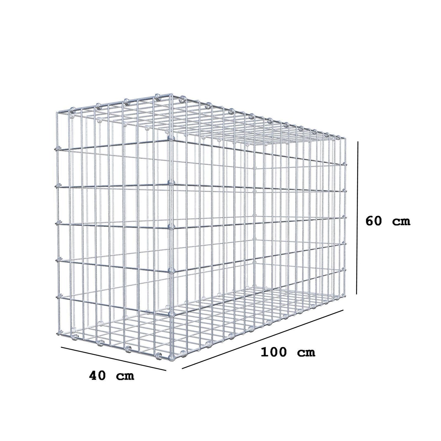 Gabion 100 cm x 60 cm x 40 cm (L x H x D), mesh size 5 x 10 cm, spiral ring