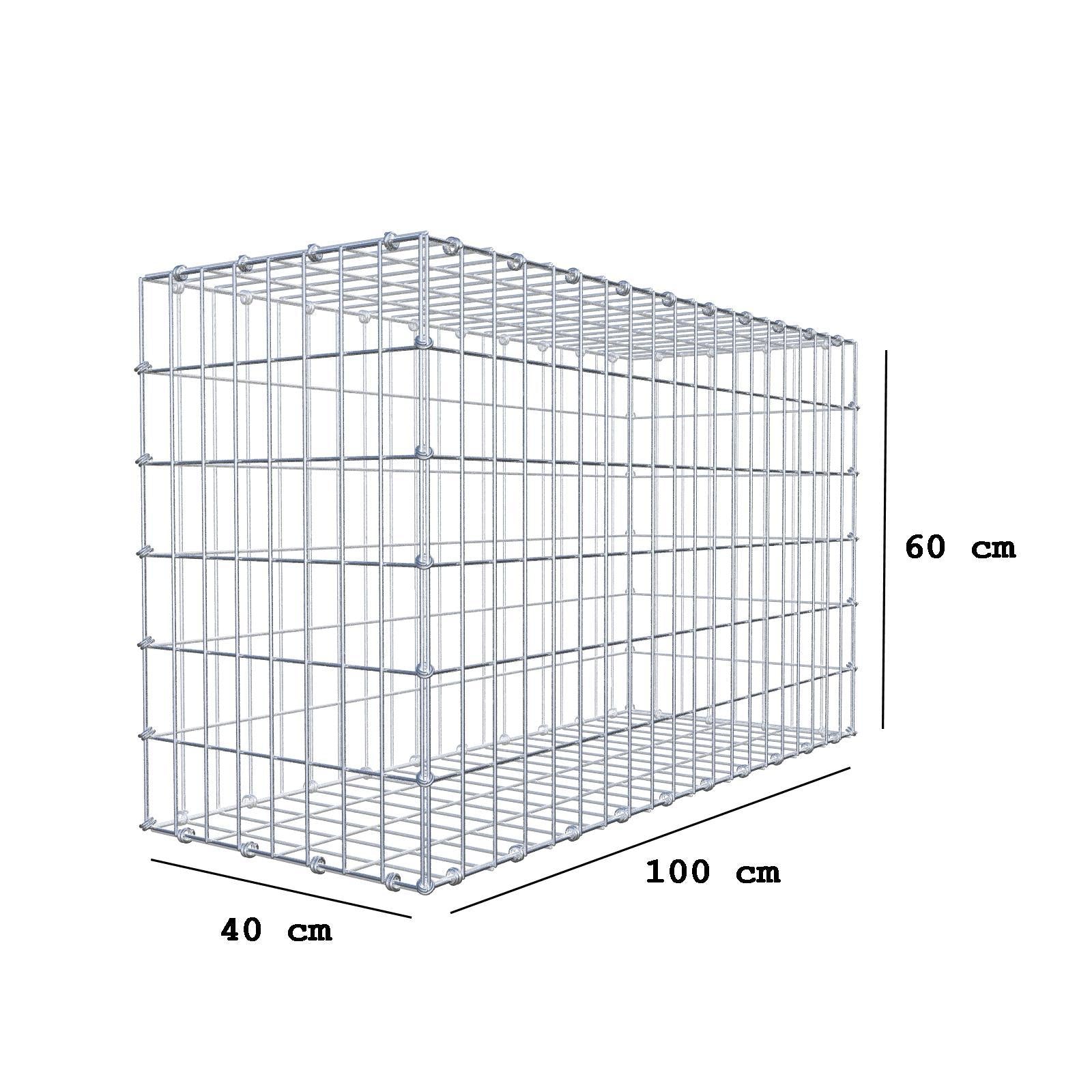 Gabione 100 cm x 60 cm x 40 cm (L x H x T), Maschenweite 5 x 10 cm, Spiralring
