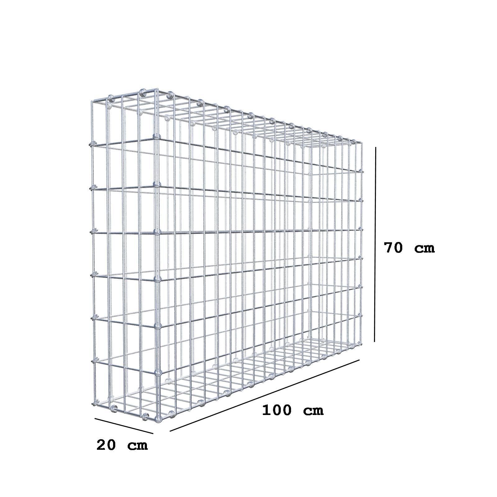 Gabione 100 cm x 70 cm x 20 cm (L x H x T), Maschenweite 5 x 10 cm, Spiralring