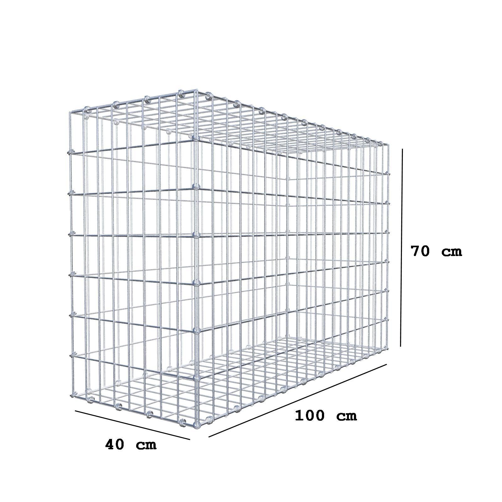 Gabione 100 cm x 70 cm x 40 cm (L x H x T), Maschenweite 5 x 10 cm, Spiralring