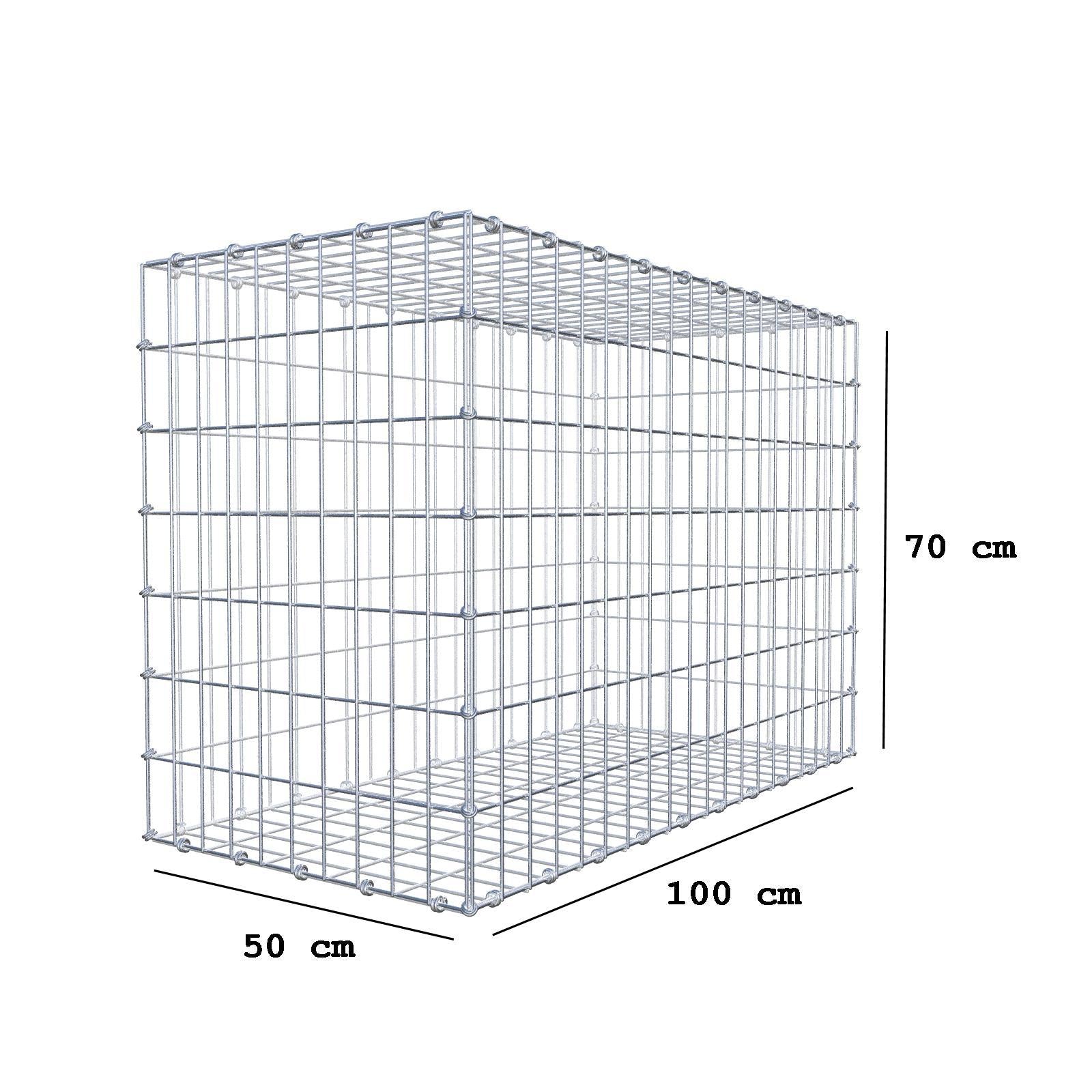 Gabione 100 cm x 70 cm x 50 cm (L x H x T), Maschenweite 5 x 10 cm, Spiralring