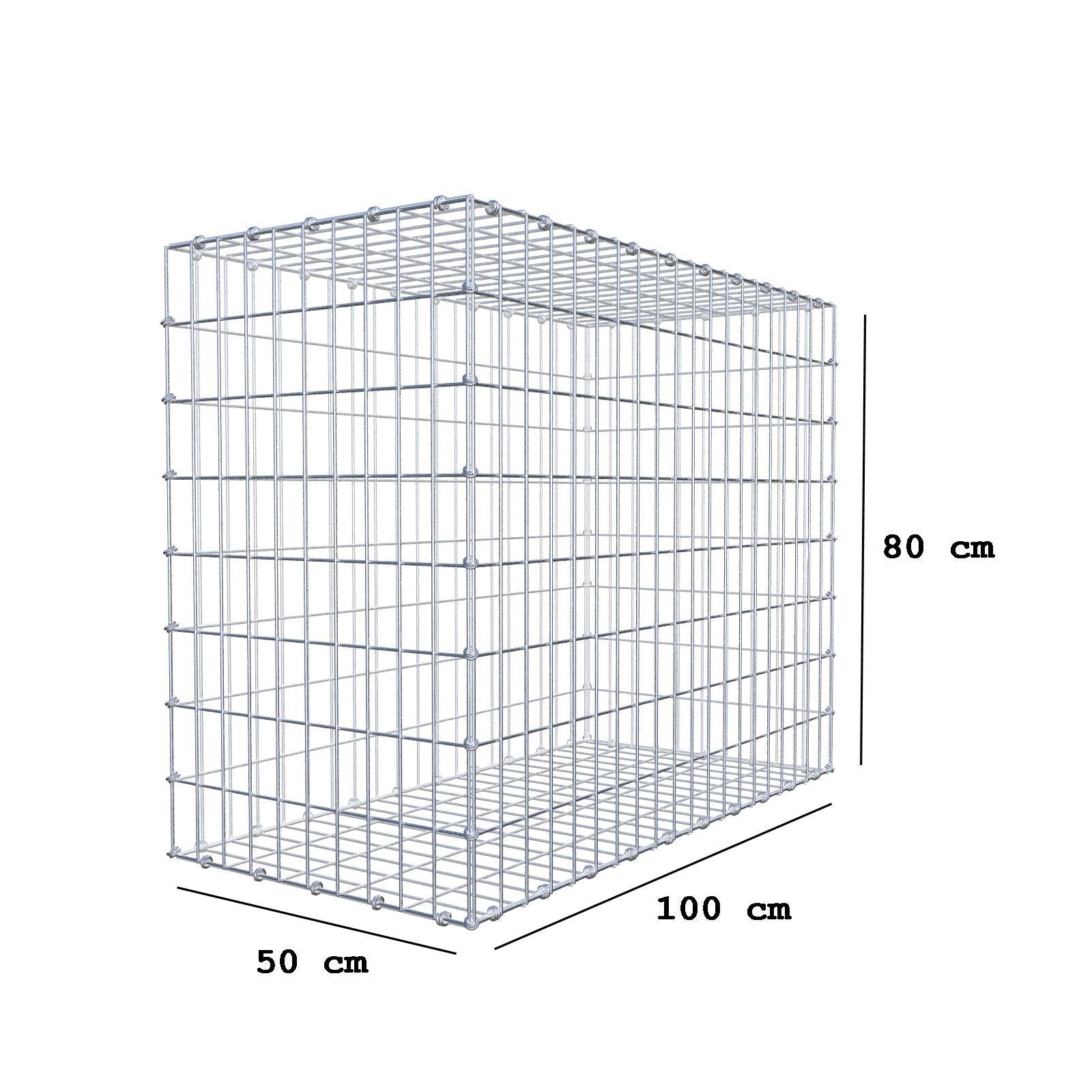 Gabione 100 cm x 80 cm x 50 cm (L x H x T), Maschenweite 5 x 10 cm, Spiralring