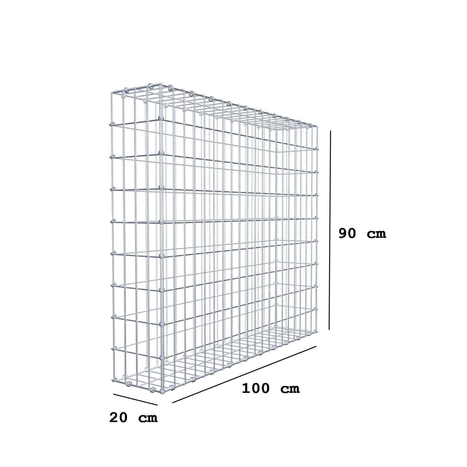 Gabione 100 cm x 90 cm x 20 cm (L x H x T), Maschenweite 5 x 10 cm, Spiralring