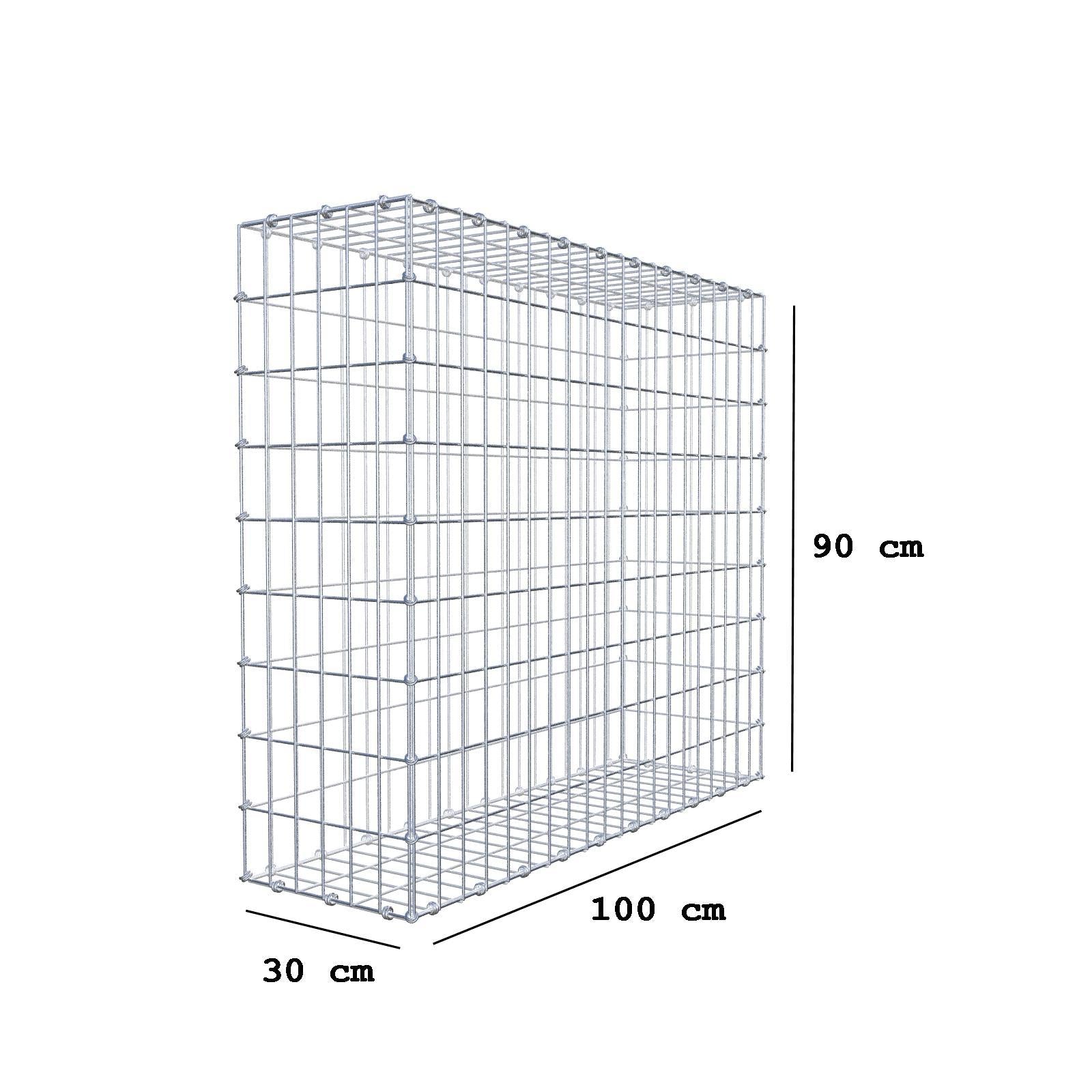 Gabione 100 cm x 90 cm x 30 cm (L x H x T), Maschenweite 5 x 10 cm, Spiralring