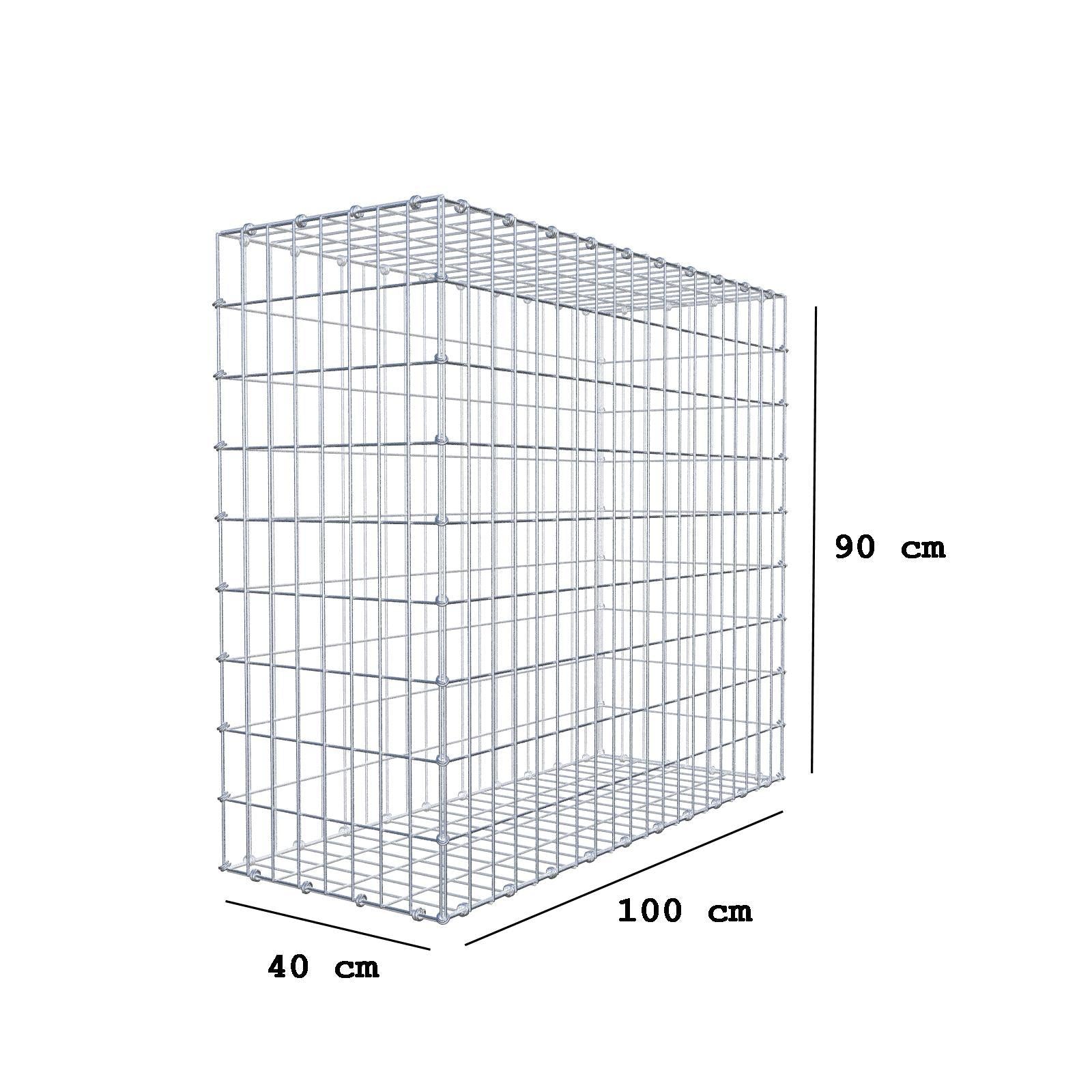 Gabione 100 cm x 90 cm x 40 cm (L x H x T), Maschenweite 5 x 10 cm, Spiralring
