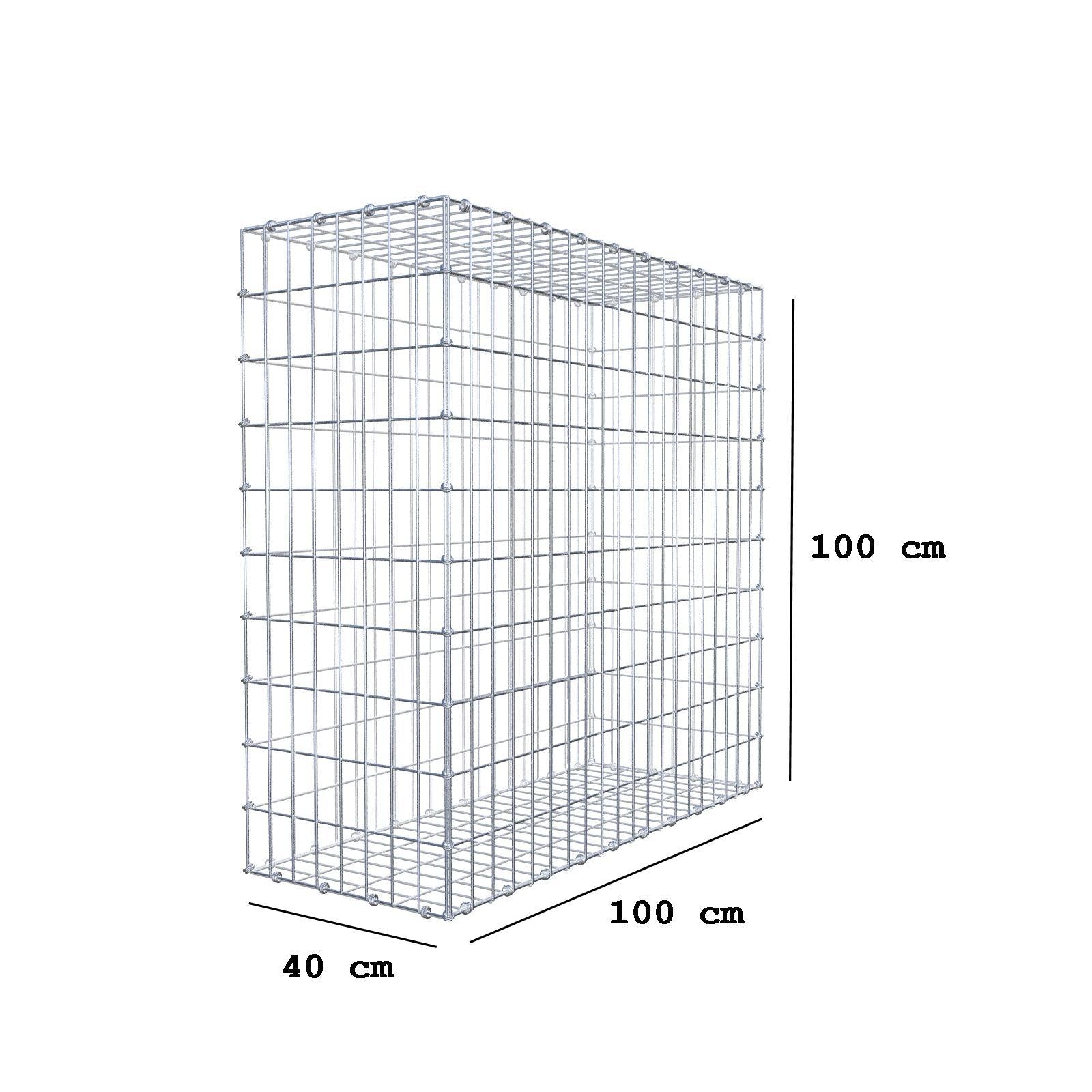 Gabione 100 cm x 100 cm x 40 cm (L x H x T), Maschenweite 5 x 10 cm, Spiralring