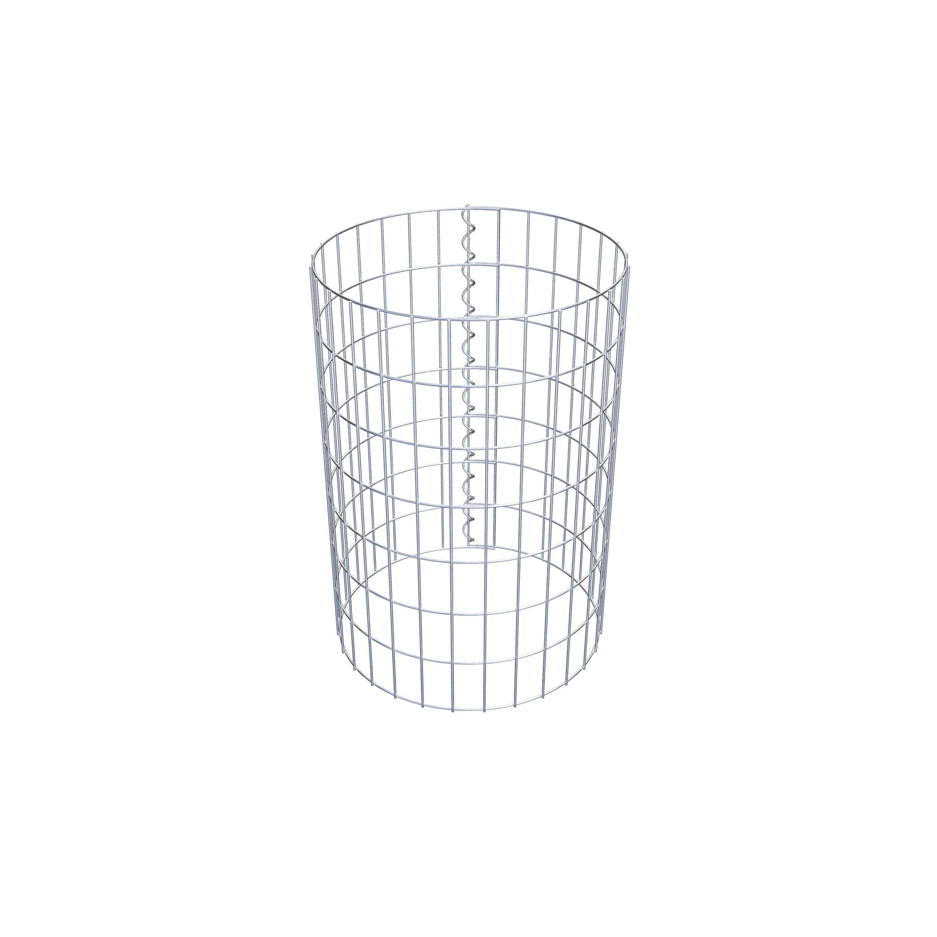 Coluna de gabião com diâmetro de 47 cm, malha redonda de 5 x 10 cm