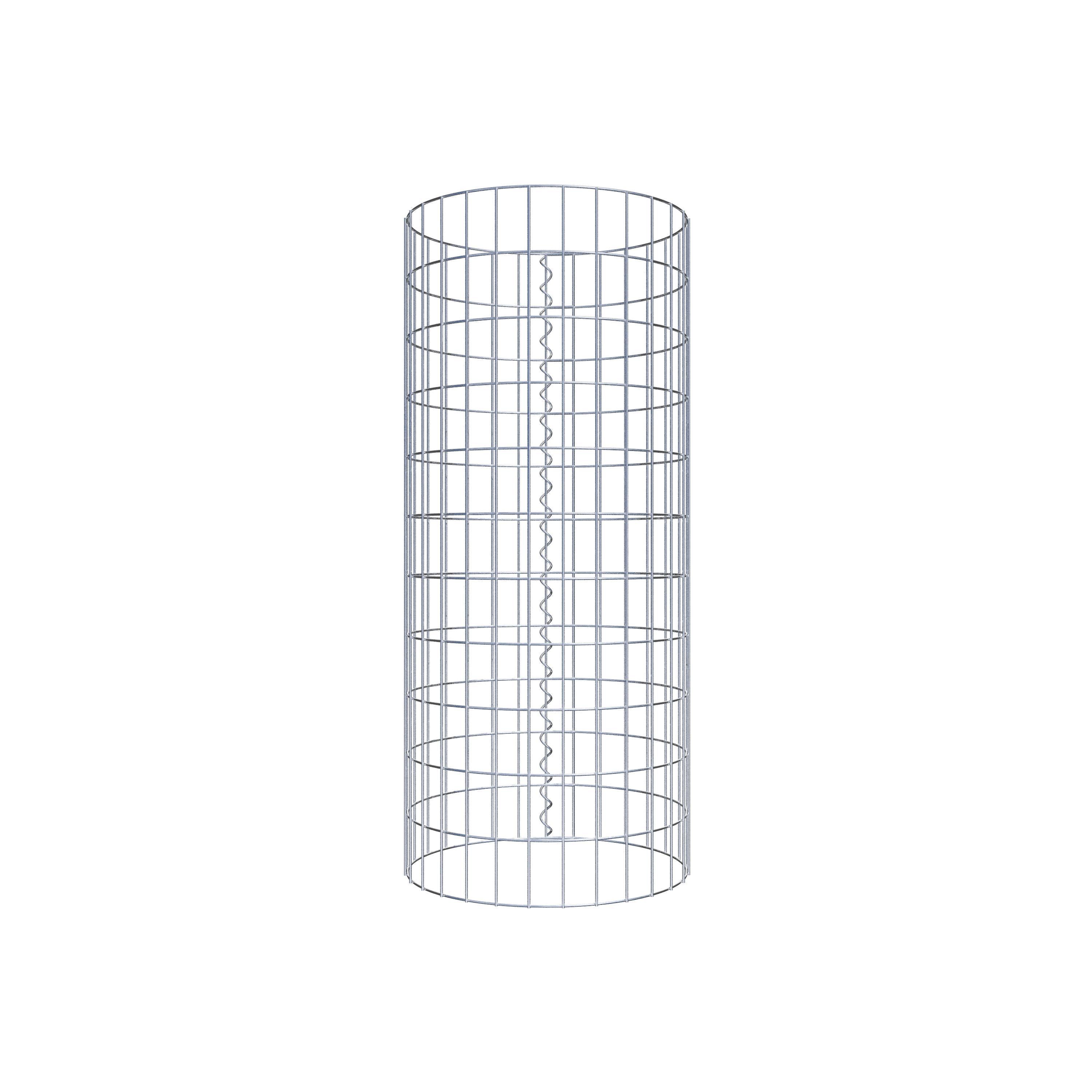 Coluna de gabião com diâmetro de 47 cm, malha redonda de 5 x 10 cm