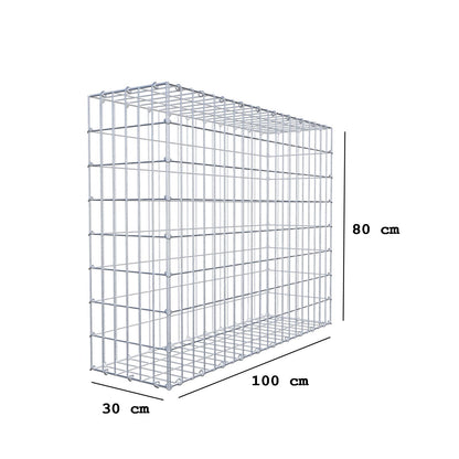 Gabion 100 cm x 80 cm x 30 cm (L x H x P), mailles 5 cm x 10 cm, anneau en C