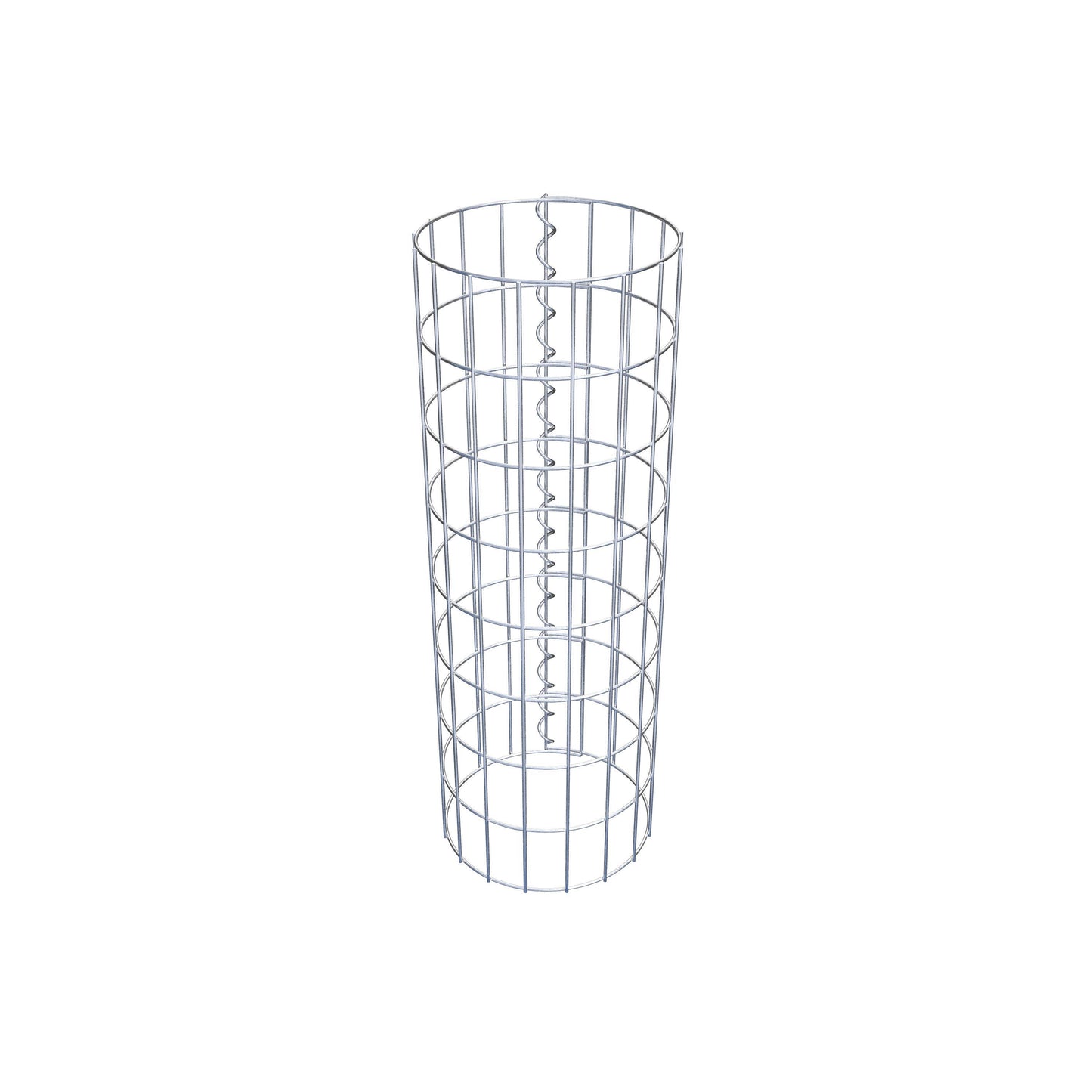 Gabion column around 27 cm diameter, 80 cm height, mesh size 5 cm x 10 cm