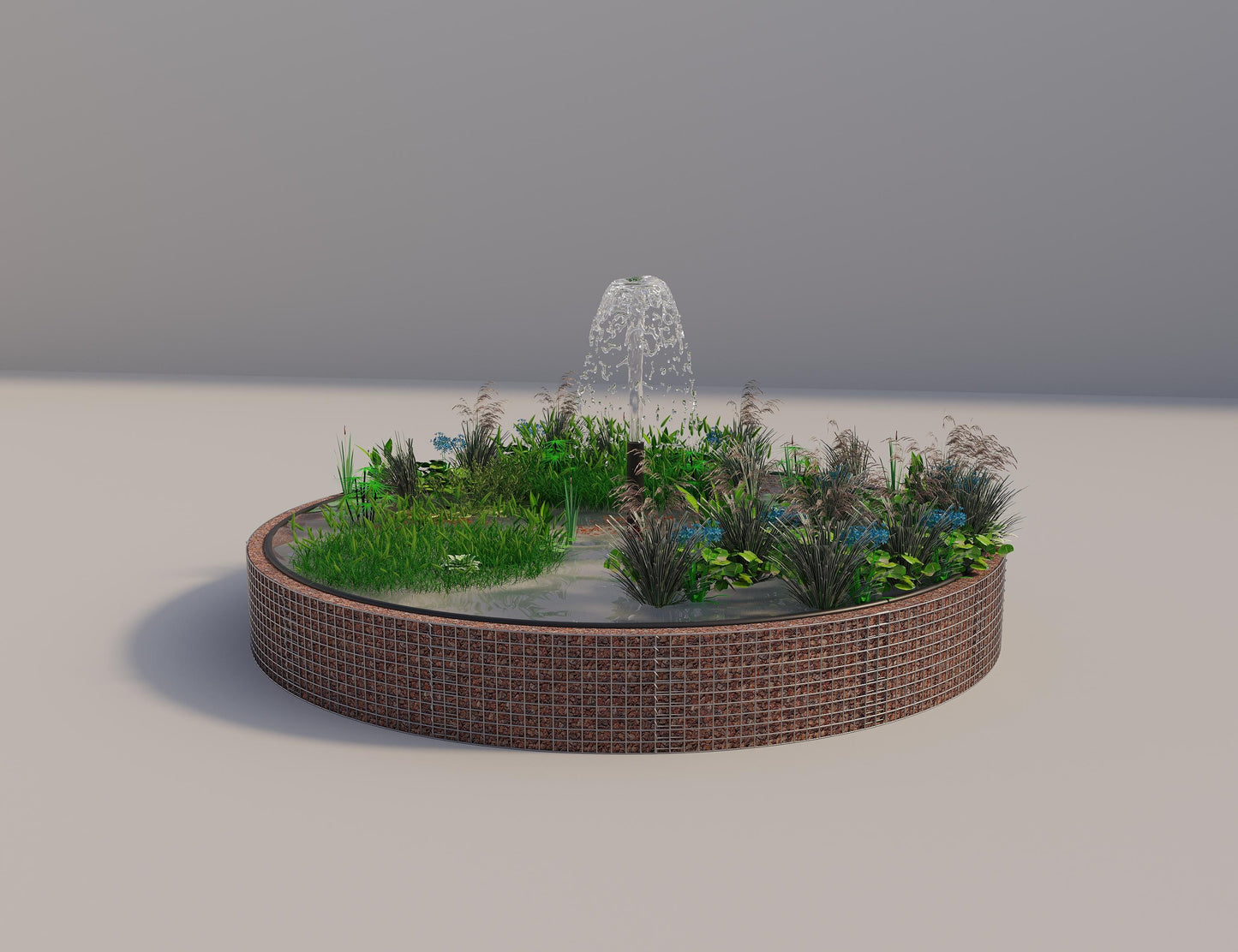 Gabion upphöjd damm rund, ytterdiameter 382 cm, höjd 50 cm, maskstorlek 5 x 5 cm, väggtjocklek 15 cm