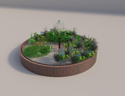 Gabion upphöjd damm rund, ytterdiameter 382 cm, höjd 50 cm, maskstorlek 5 x 5 cm, väggtjocklek 15 cm