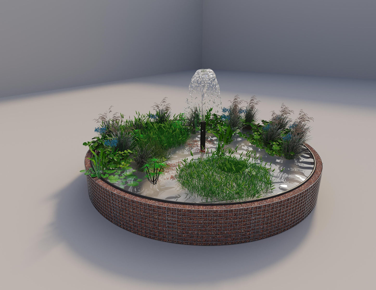 Gabion upphöjd damm rund, ytterdiameter 382 cm, höjd 50 cm, maskstorlek 5 x 5 cm, väggtjocklek 15 cm