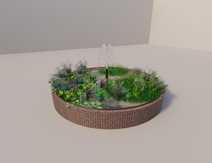 Gabion upphöjd damm rund, ytterdiameter 382 cm, höjd 50 cm, maskstorlek 5 x 5 cm, väggtjocklek 15 cm