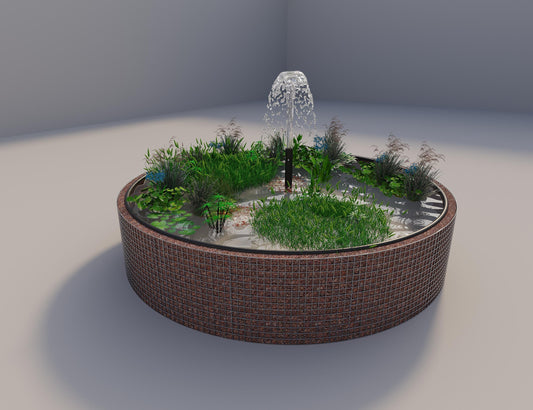 Gabion étang surélevé rond, diamètre extérieur 382 cm, hauteur 80 cm, mailles 5 x 5 cm, épaisseur de paroi 15 cm