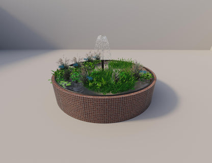 Estanque elevado de gaviones redondo, diámetro exterior 382 cm, altura 80 cm, luz de malla 5 x 5 cm, espesor de pared 15 cm