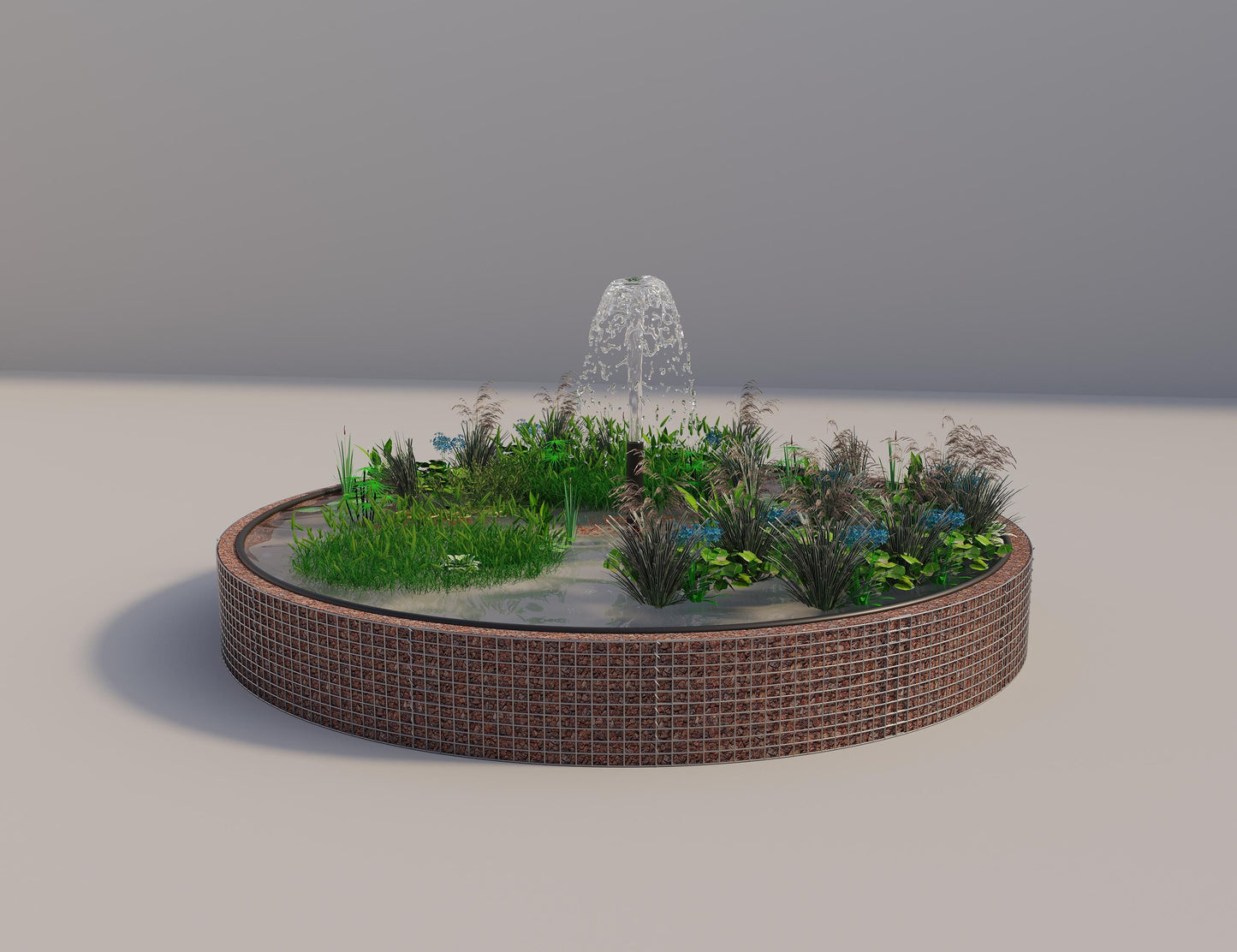 Gabion upphöjd damm rund, ytterdiameter 412 cm, höjd 50 cm, maskstorlek 5 x 5 cm, väggtjocklek 15 cm