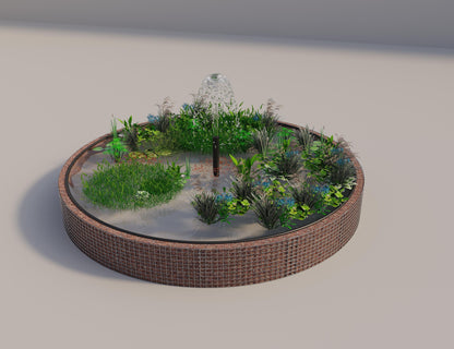 Gabion upphöjd damm rund, ytterdiameter 412 cm, höjd 50 cm, maskstorlek 5 x 5 cm, väggtjocklek 15 cm