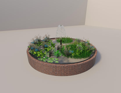 Gabion upphöjd damm rund, ytterdiameter 412 cm, höjd 50 cm, maskstorlek 5 x 5 cm, väggtjocklek 15 cm