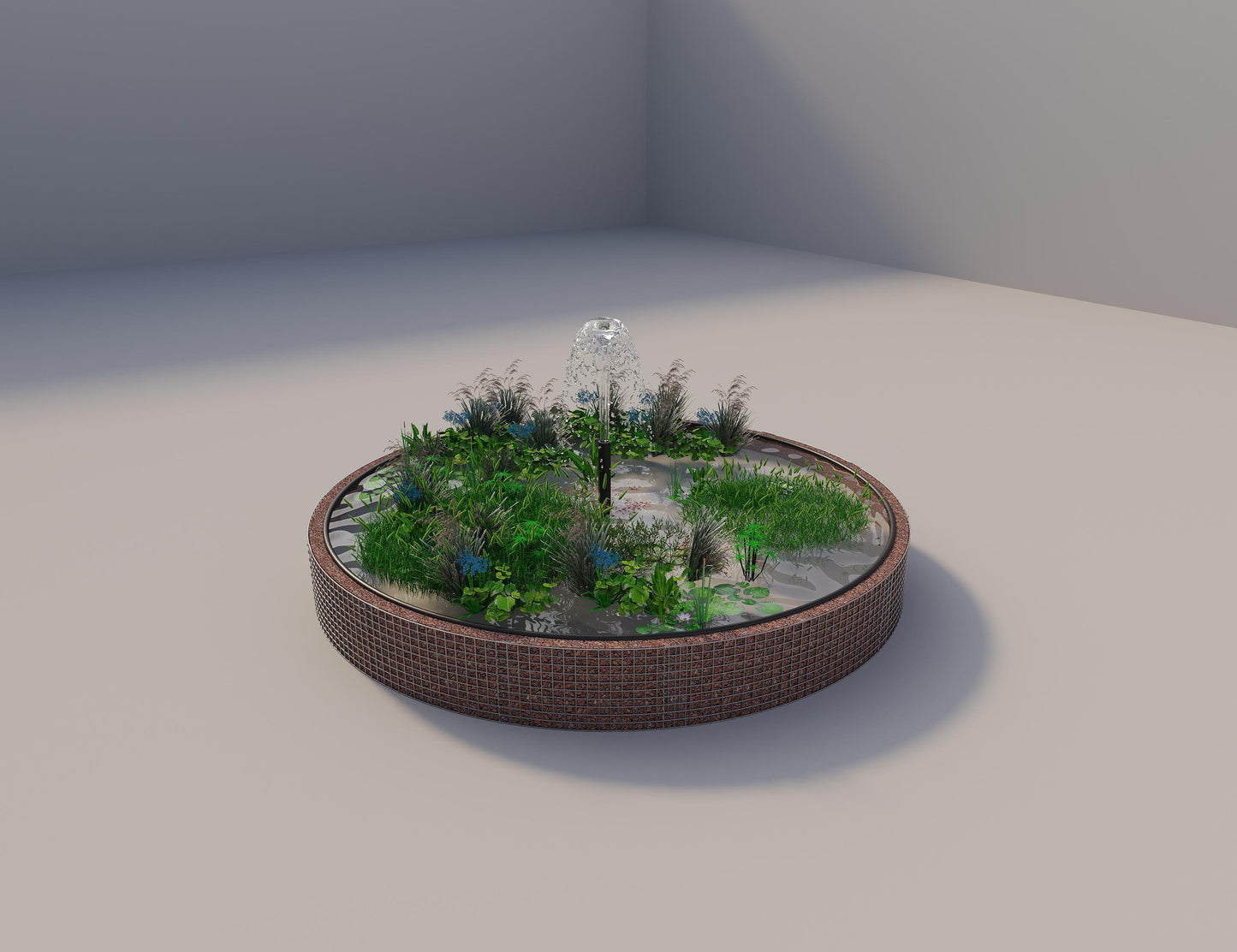 Gabion upphöjd damm rund, ytterdiameter 412 cm, höjd 50 cm, maskstorlek 5 x 5 cm, väggtjocklek 15 cm