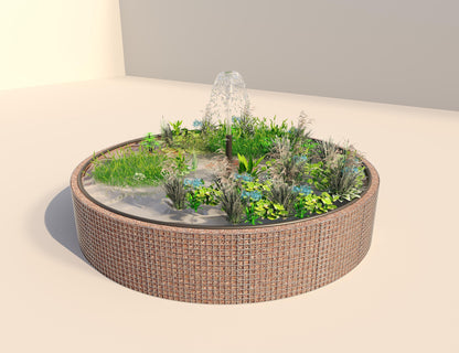 Estanque elevado de gaviones redondo, diámetro exterior 412 cm, altura 80 cm, luz de malla 5 x 5 cm, espesor de pared 15 cm