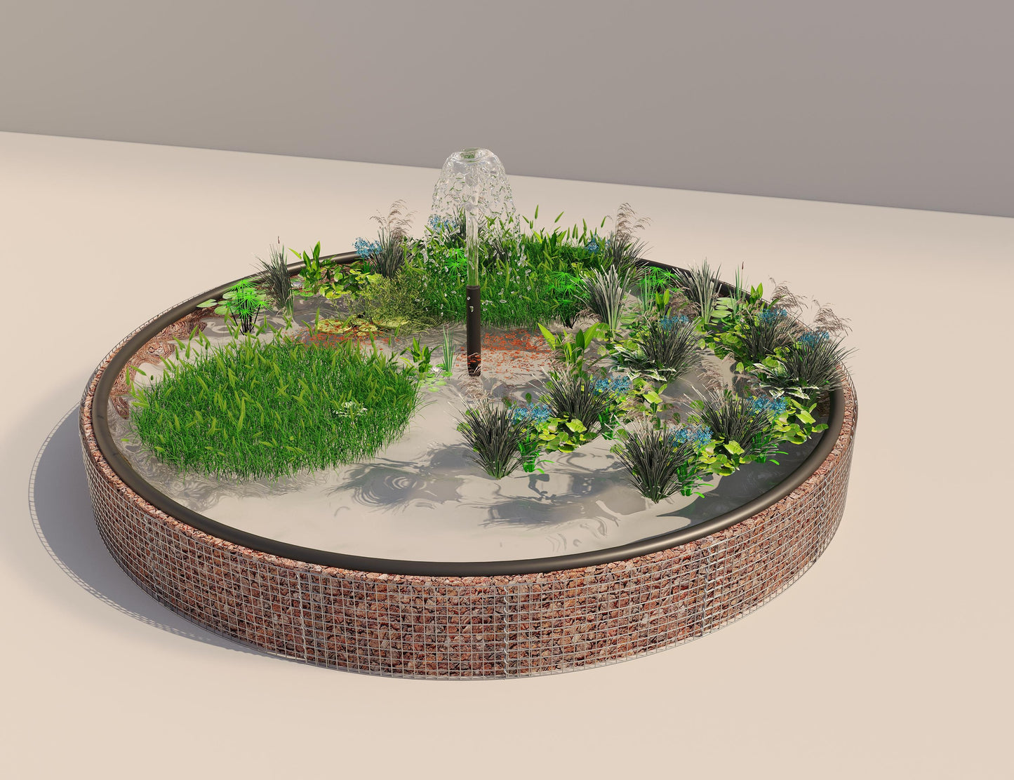 Gabion upphöjd damm rund, ytterdiameter 502 cm, höjd 50 cm, maskstorlek 5 x 5 cm, väggtjocklek 15 cm