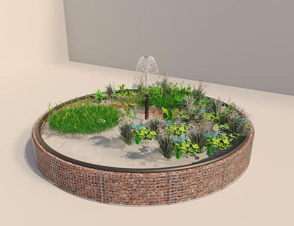 Gabion upphöjd damm rund, ytterdiameter 502 cm, höjd 50 cm, maskstorlek 5 x 5 cm, väggtjocklek 15 cm