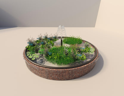 Gabion upphöjd damm rund, ytterdiameter 502 cm, höjd 50 cm, maskstorlek 5 x 5 cm, väggtjocklek 15 cm