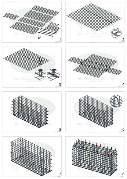 Gabion 100 cm x 70 cm x 50 cm (L x H x D), maskestørrelse 5 x 5 cm, spiralring