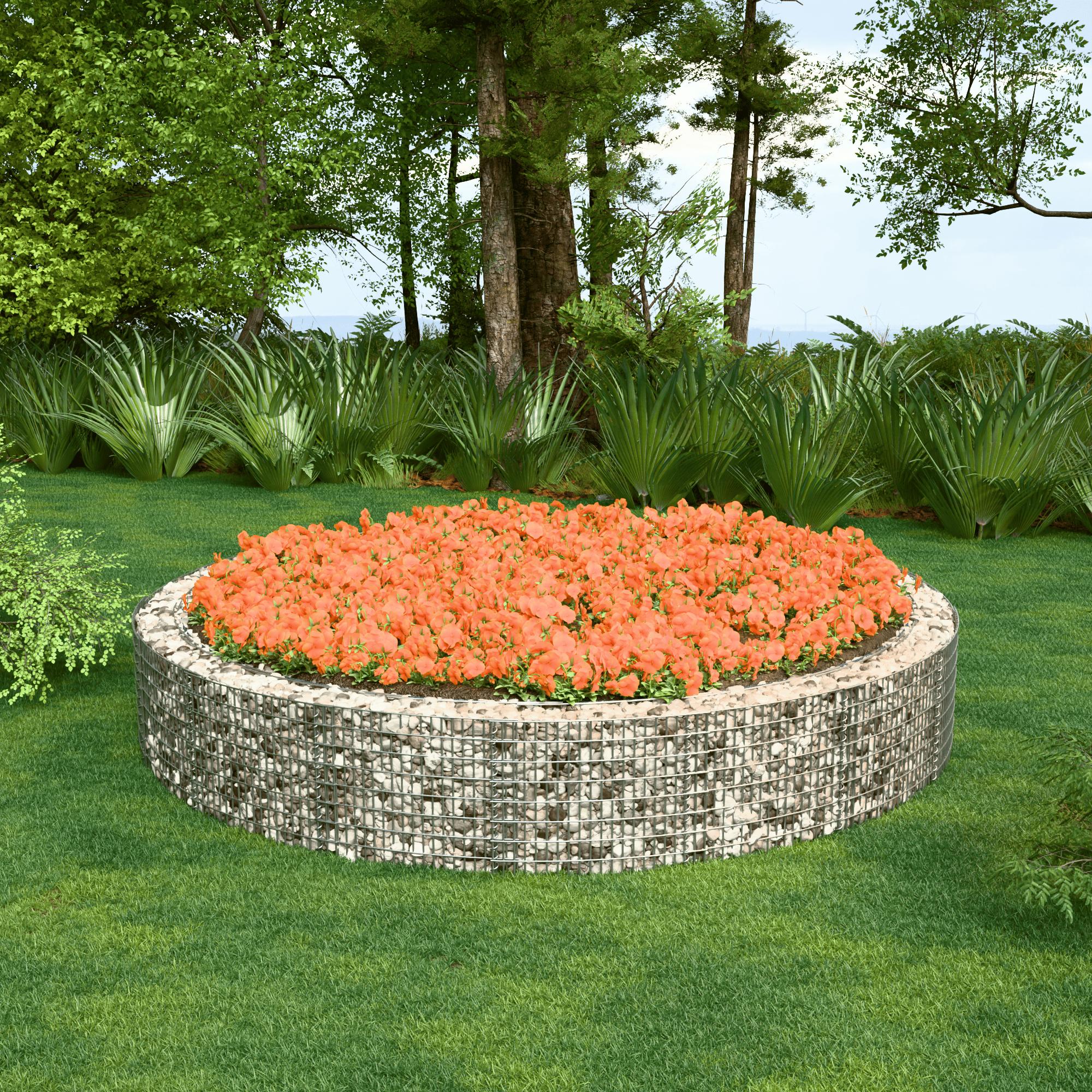 Rund højbed, udvendig diameter 502 cm, højde 50 cm, maskestørrelse 5 x 10 cm, vægtykkelse 15 cm
